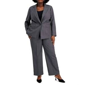 NEW LE SUIT straight leg pantsuit - plus in charcoal